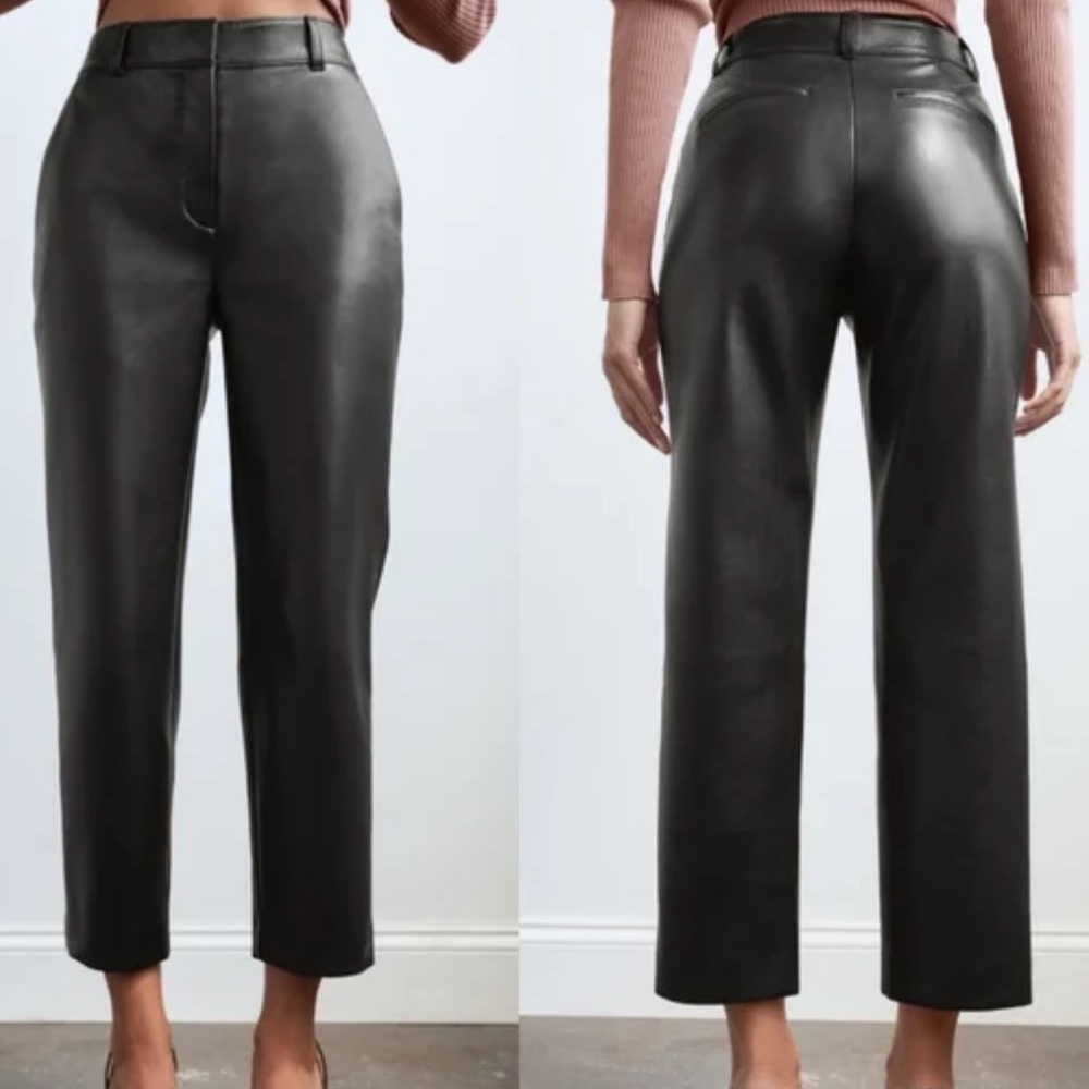 Aritzia Babaton Black Cropped Faux Leather Pants